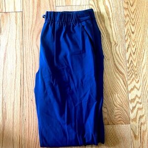 Womens Straight Pants High Rise Drawstring Elastic Waist Pull-On Royal Blue